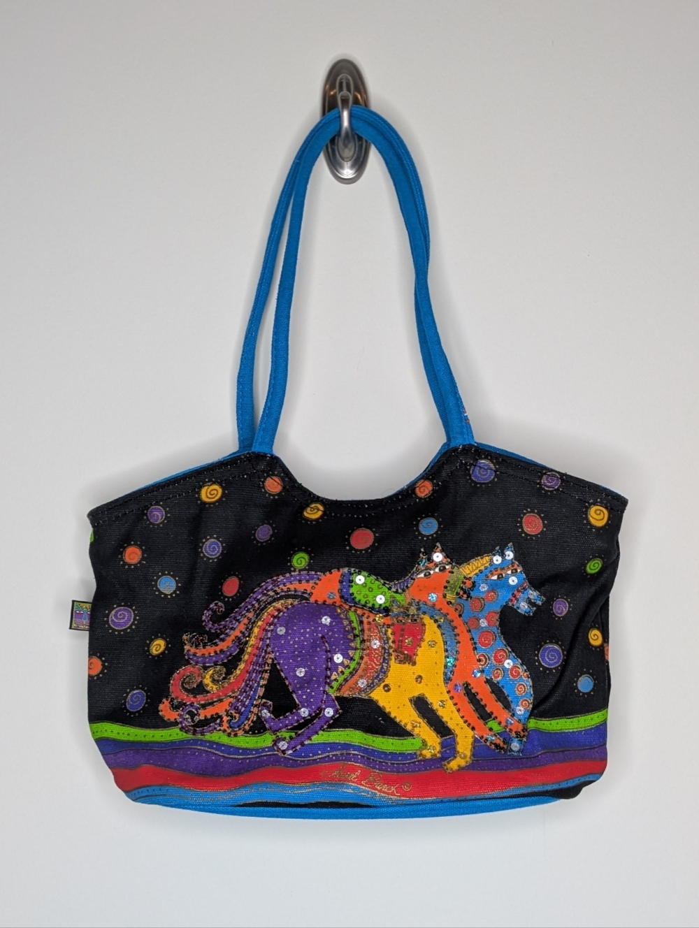 Laurel Burch Canvas Beaded Horse Purse Bag